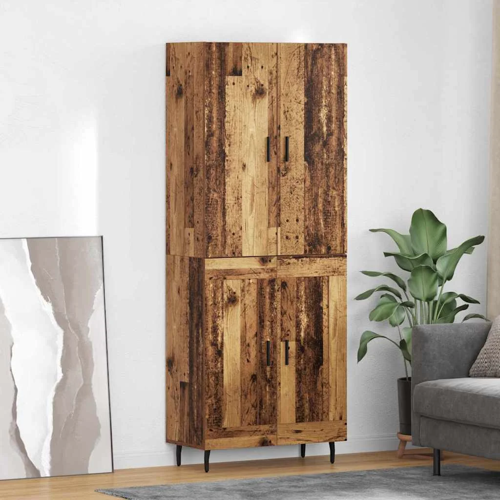 Magasfiú Öreg fa 69,5 x 34 x 180 cm Műanyag Fa és Üveg