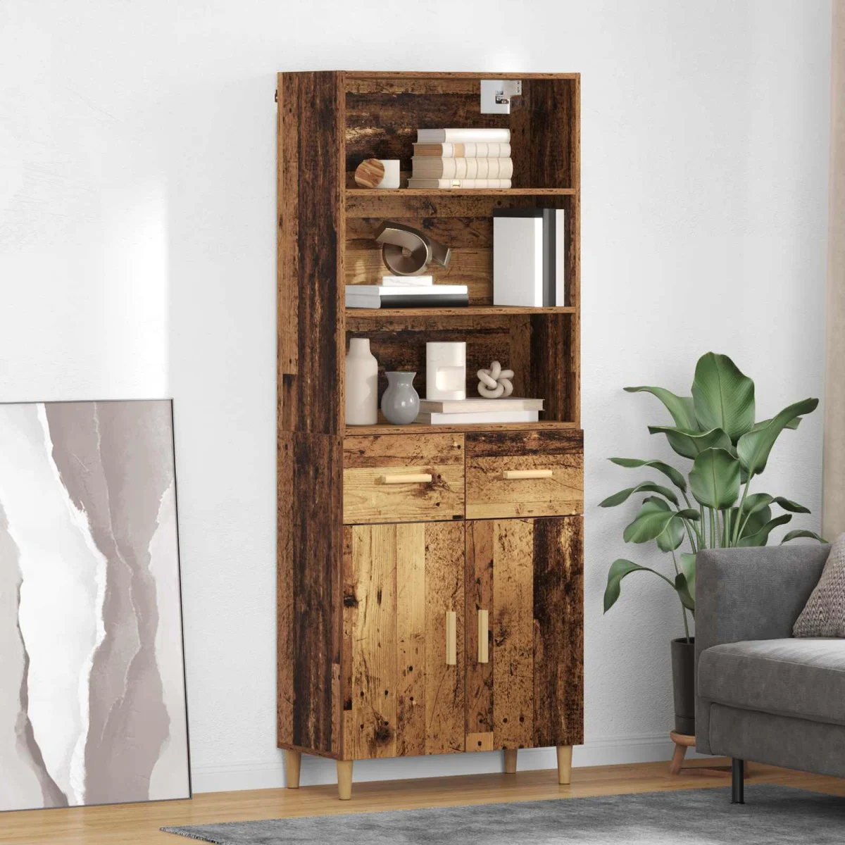 Magasfiú fiókkal Öreg fa 69,5 x 32,5 x 180 cm Faanyag