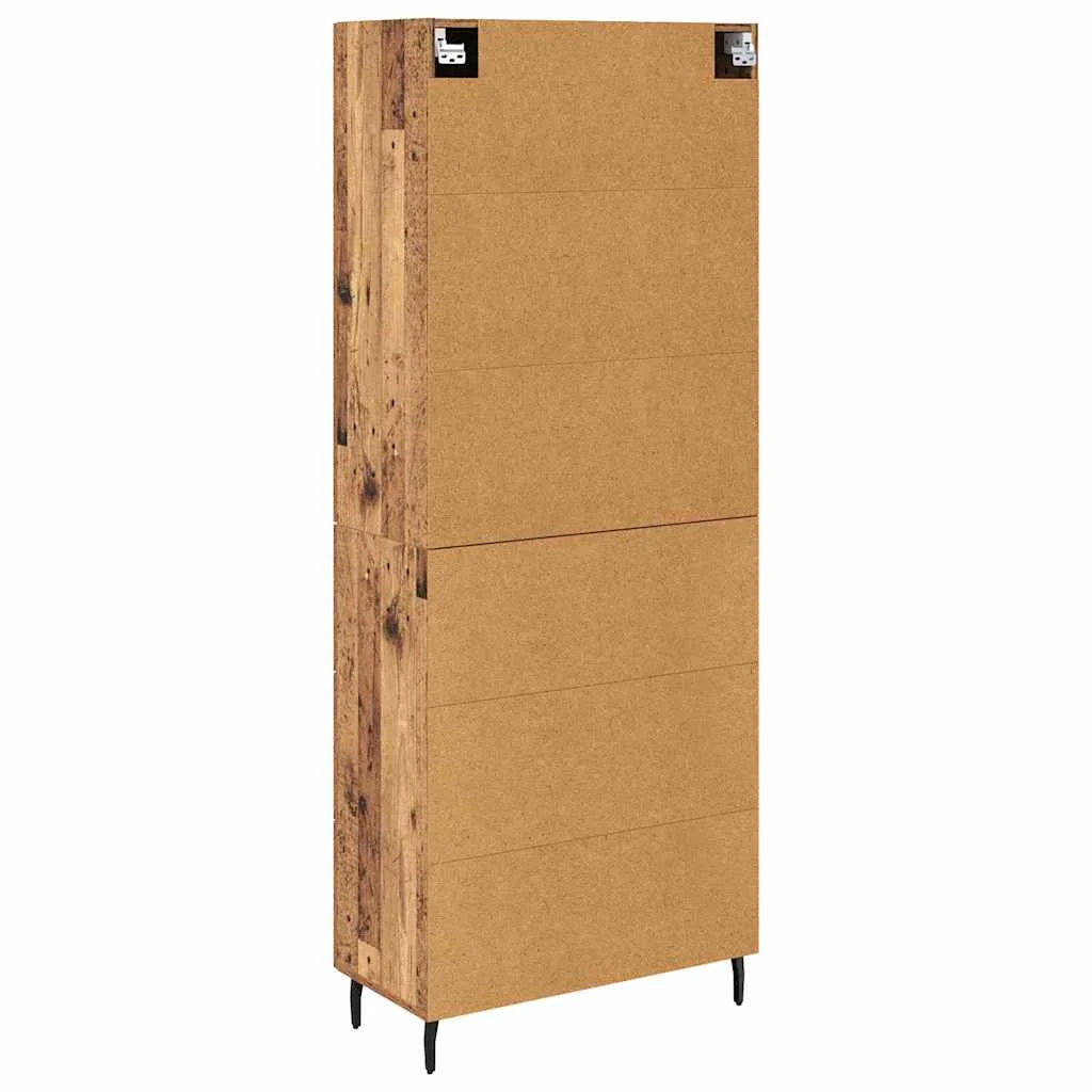 Magasfiú fiókkal Öreg fa 69,5 x 34 x 180 cm Műanyag Fa és Üveg