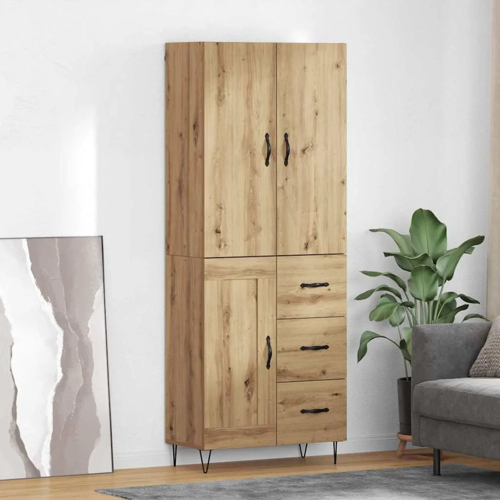 Magasfiú fiókkal 2 pcs Artisan tölgy RÉtegelt fa és üveg
