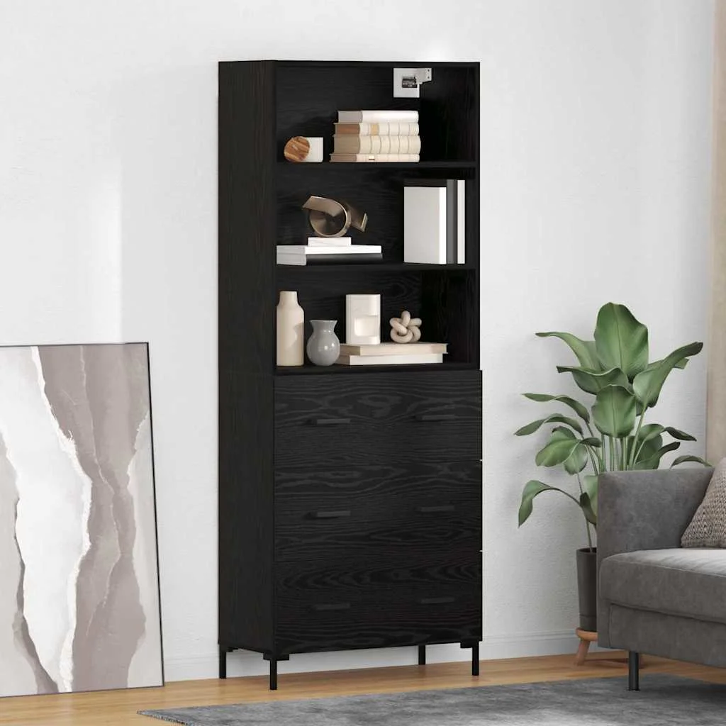 Magasfiú fiókkal Fekete tölgy 69,5 x 34 x 180 cm Faanyag