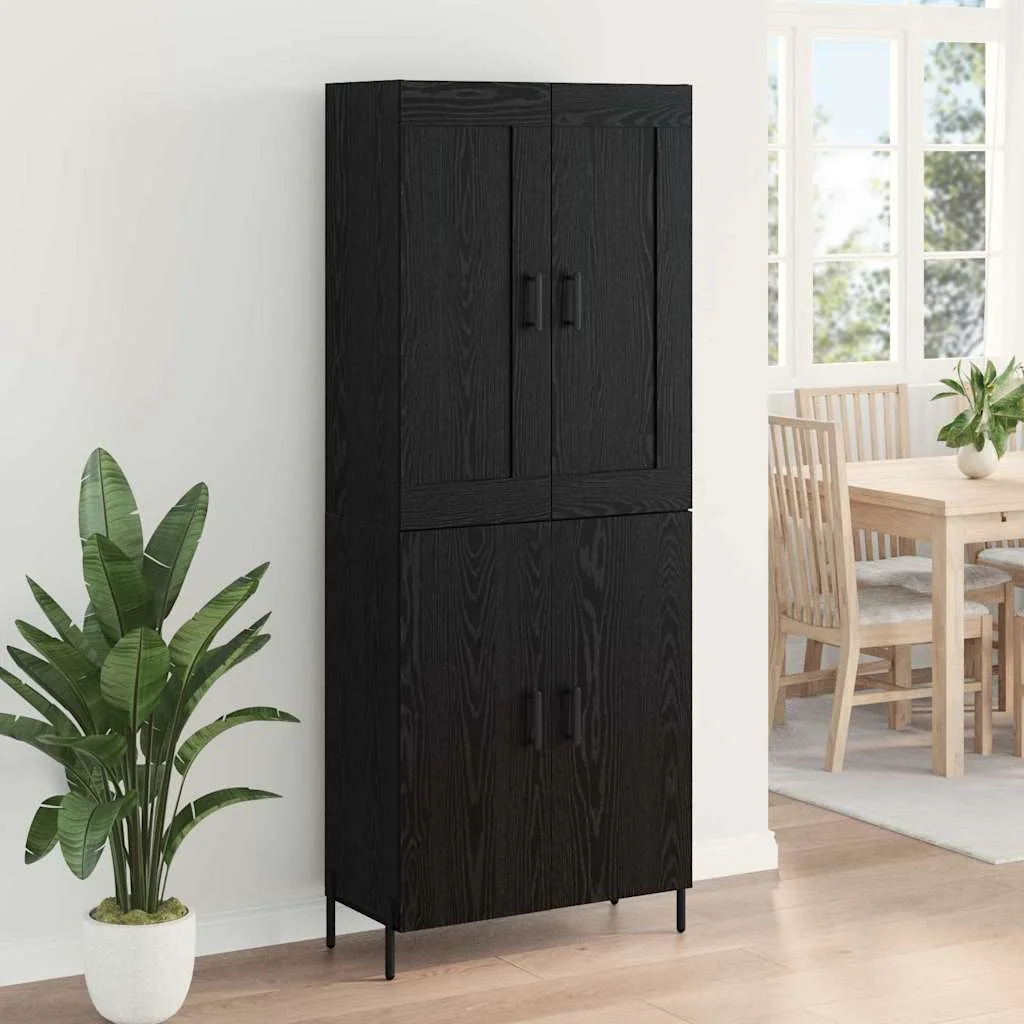 Magasfiú 2 pcs Fekete tölgy Faanyag