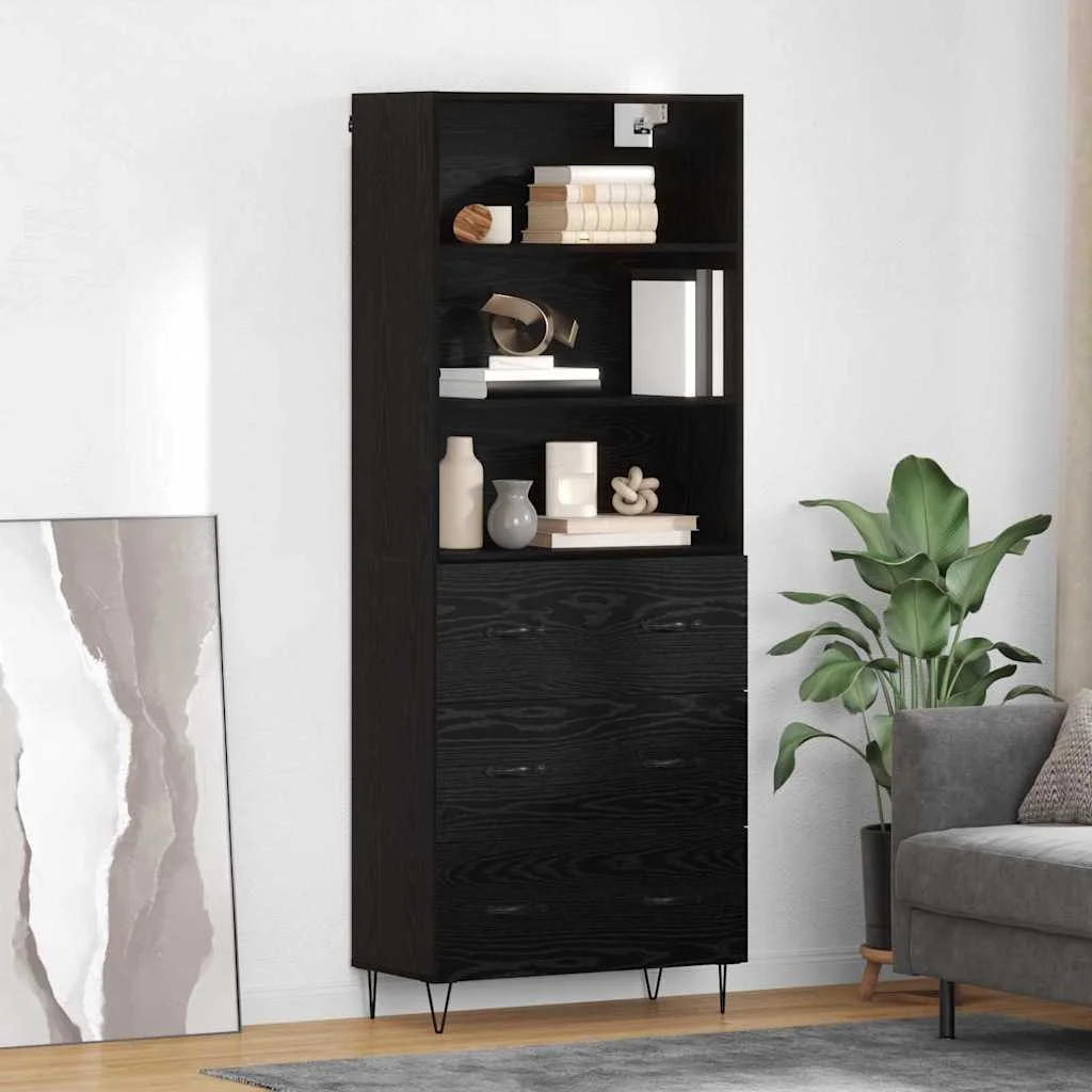 Magasfiú fiókkal Fekete tölgy 69,5 x 34 x 180 cm Faanyag