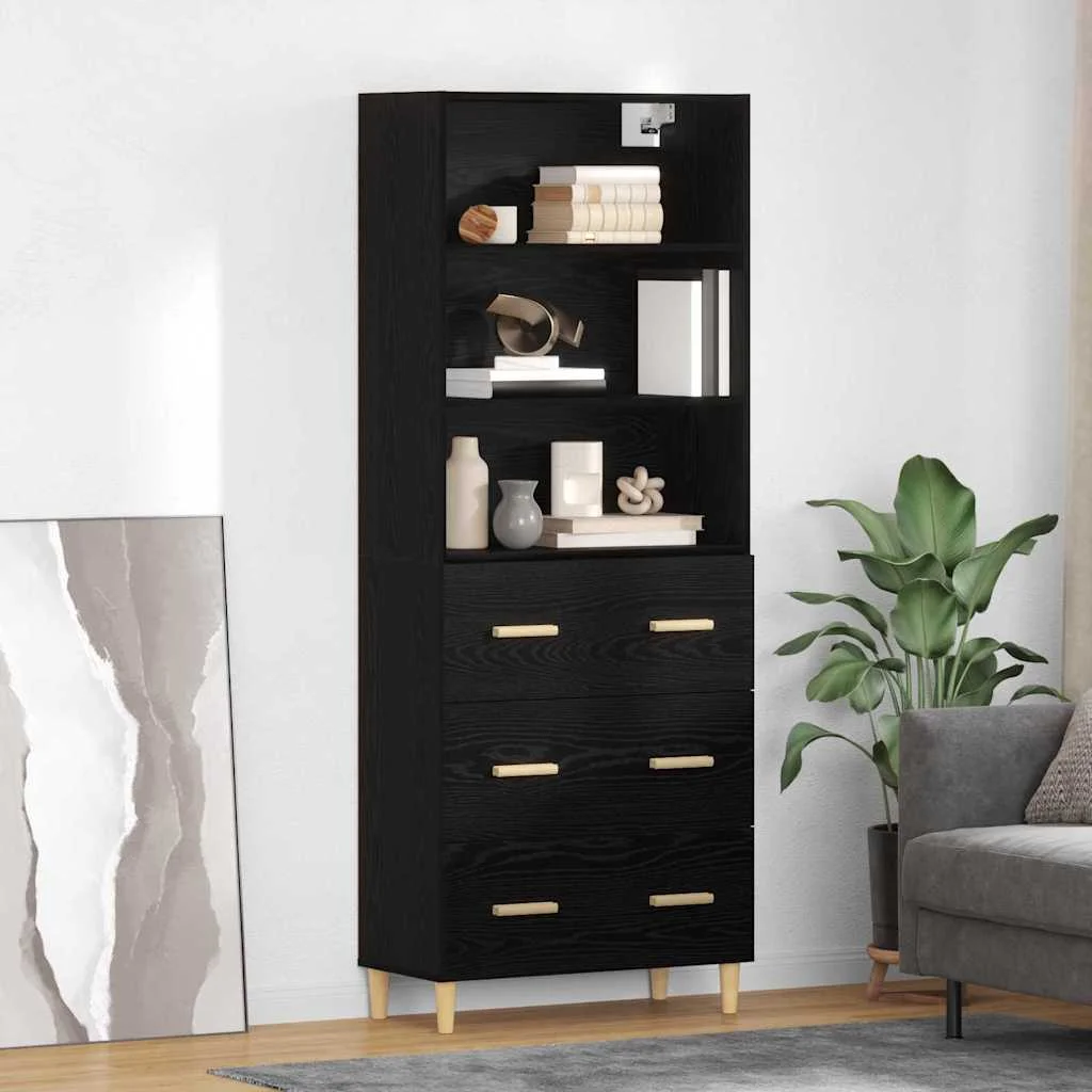 Magasfiú fiókkal Fekete tölgy 69,5 x 34 x 180 cm Faanyag