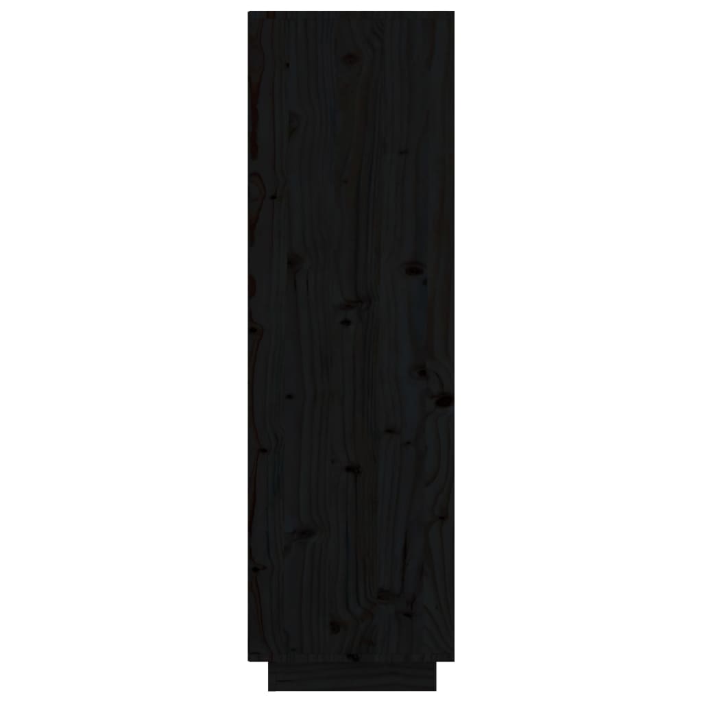 Fekete tömör fenyőfa magasszekrény 74 x 35 x 117 cm