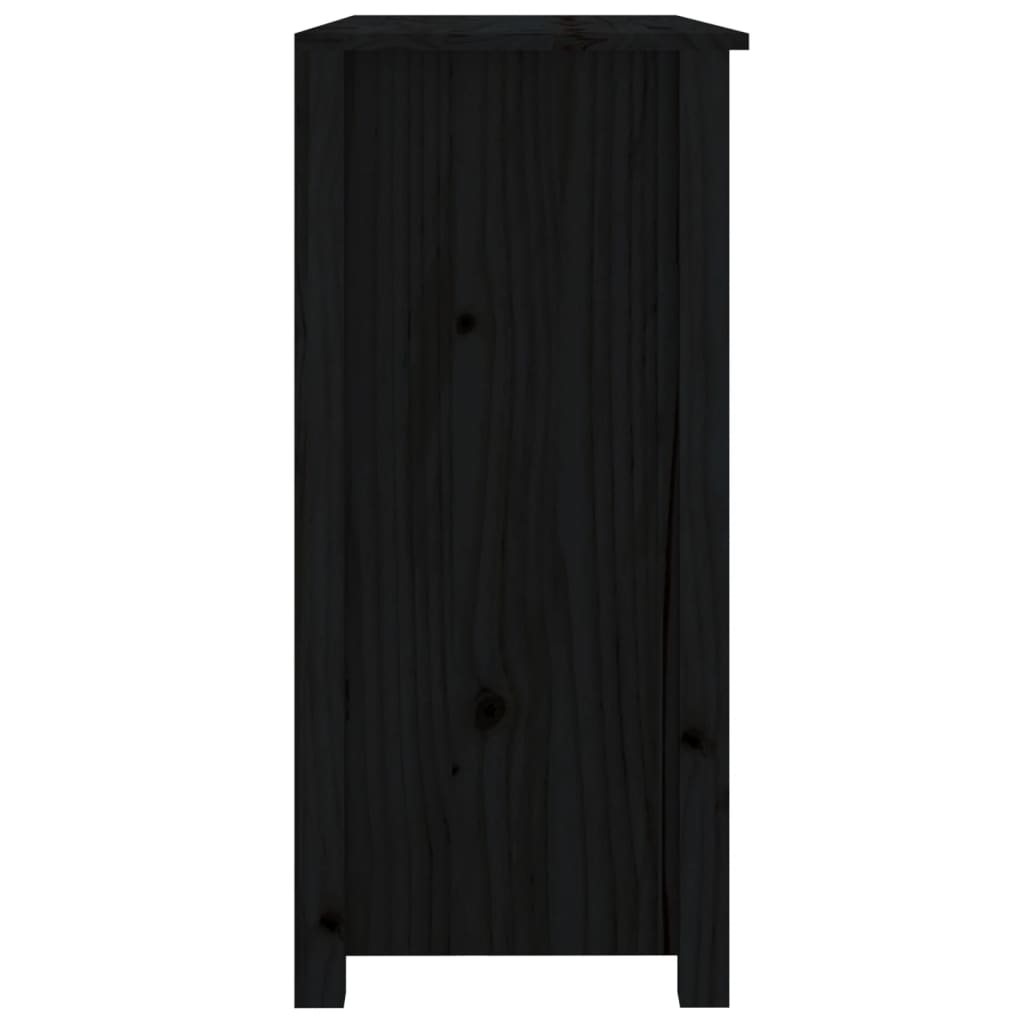 Fekete tömör fenyőfa tálalószekrény 100 x 35 x 74 cm