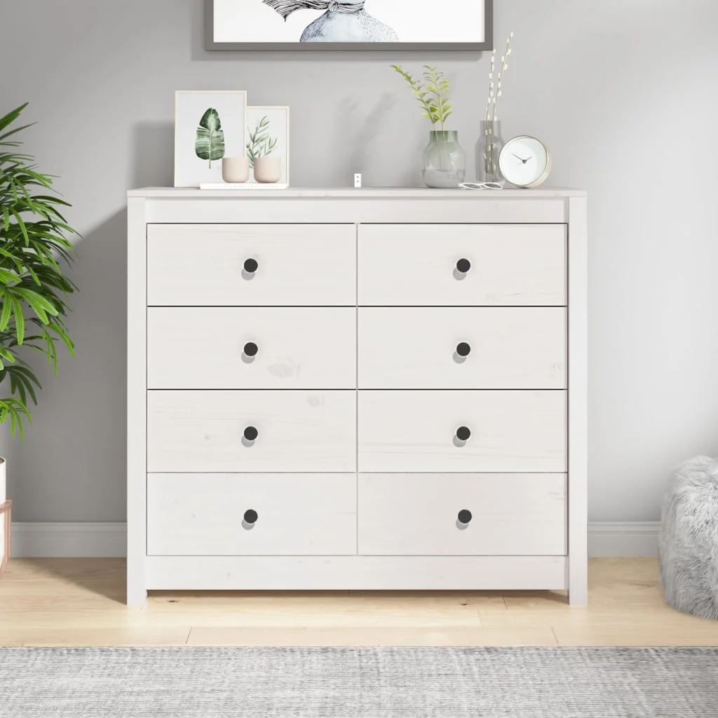 Fehér tömör fenyőfa kisszekrény 100 x 40 x 90 cm