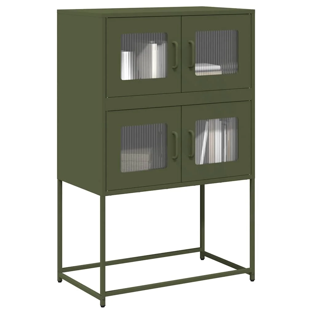 Highboard olívazöld 68x39x107 cm Acél