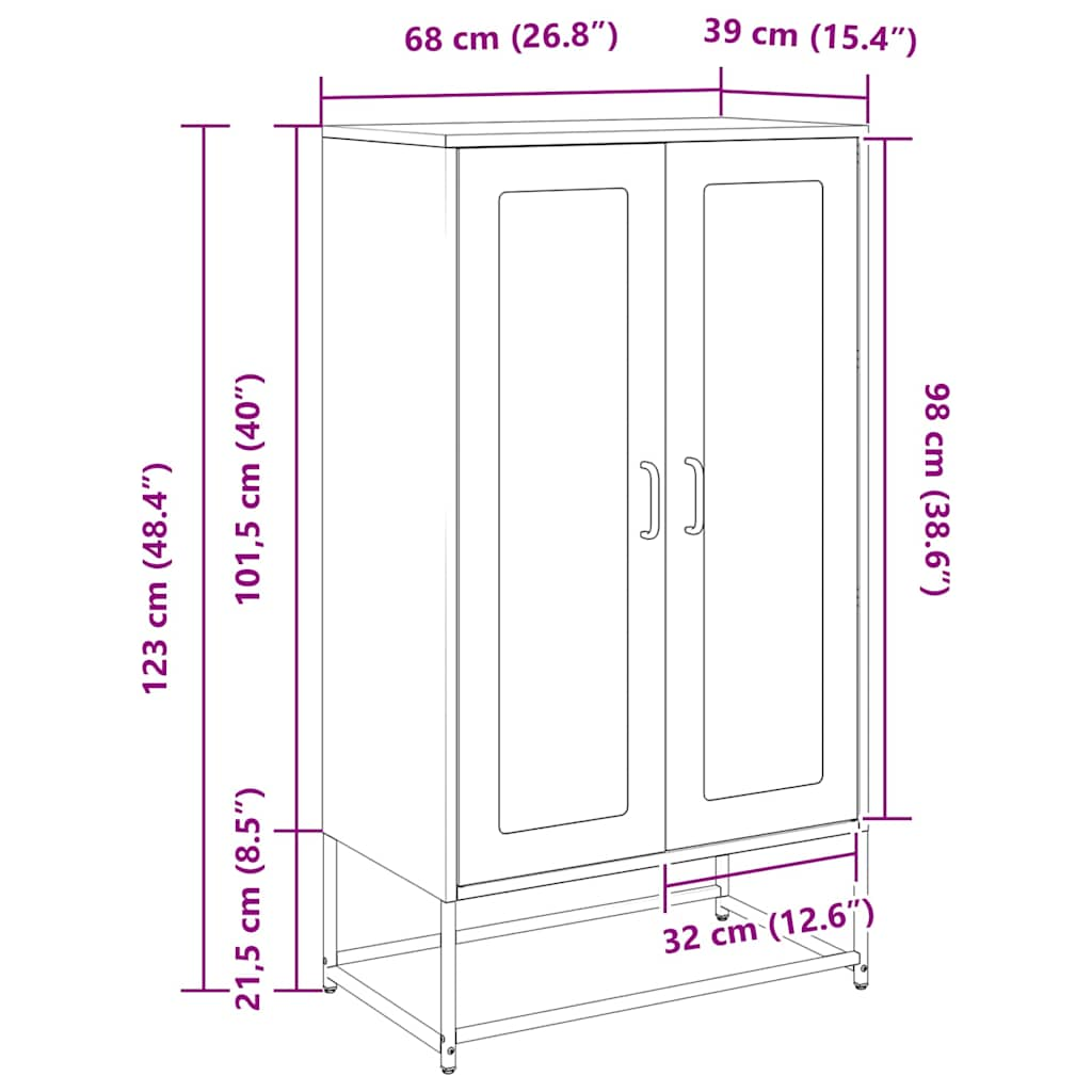 Highboard rózsaszín 68x39x123 cm Acél