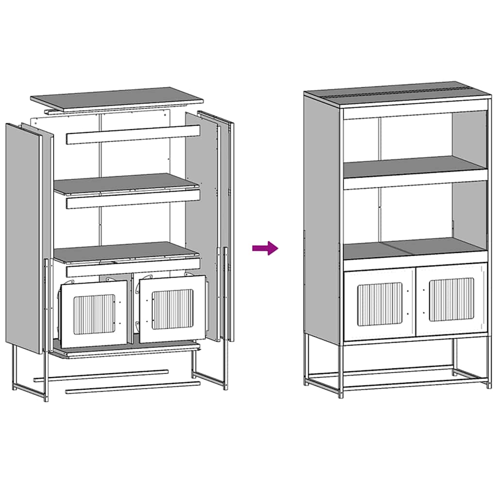 Highboard antracit 68x39x123 cm Acél