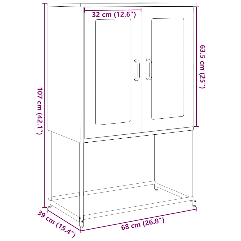 Highboard antracit 68x39x107 cm Acél