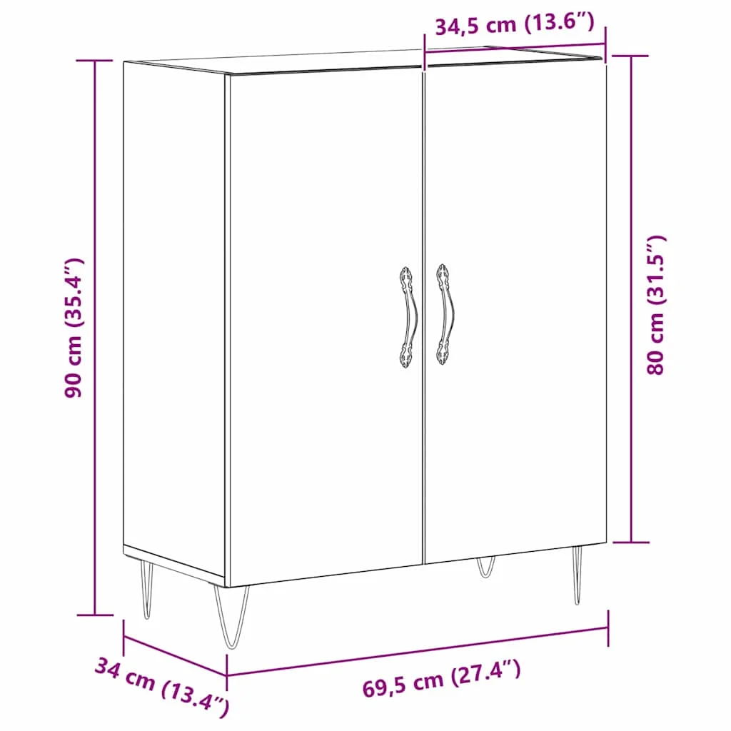 Oldalszekrény Musta tammi 69.5 x 34 x 90 cm Faanyag