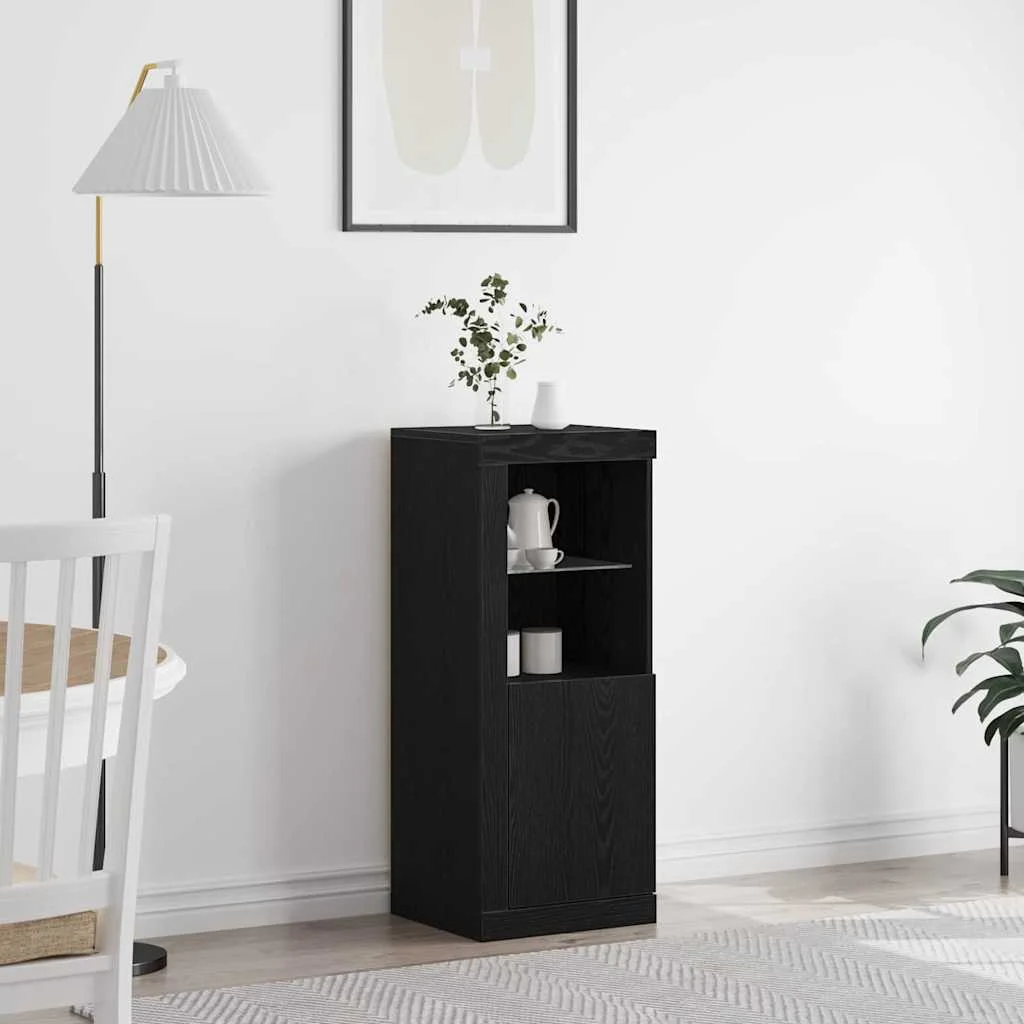 Széf LED -es lámpákkal Fekete 41 x 37 x 100 cm Faanyag