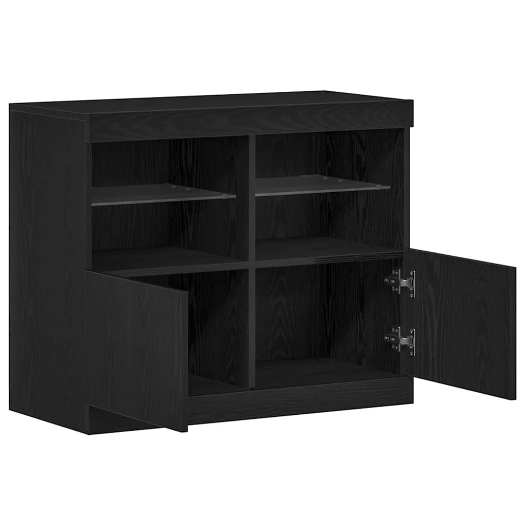 LED tálaló LED -es lámpákkal Fekete 81 x 37 x 66,5 cm Faanyag
