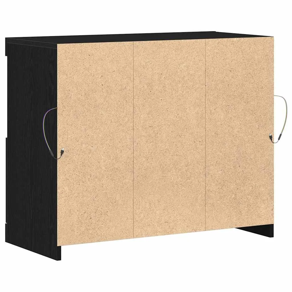LED tálaló LED -es lámpákkal Fekete 81 x 37 x 66,5 cm Faanyag