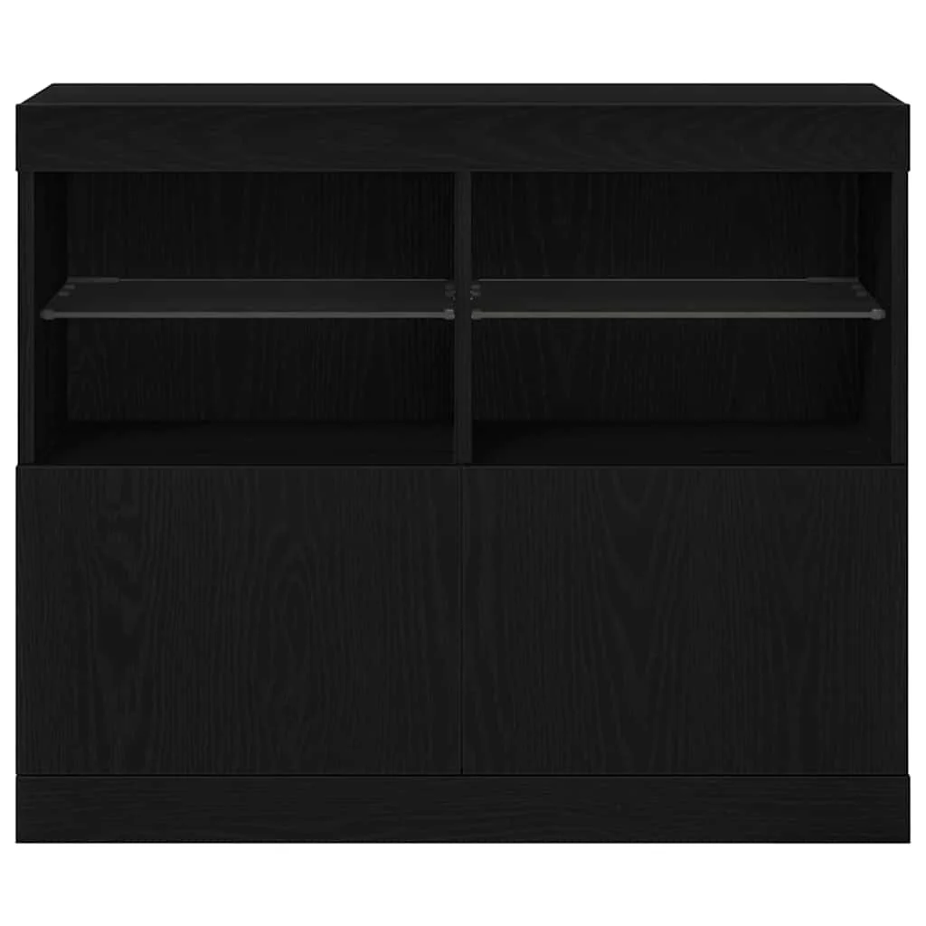 LED tálaló LED -es lámpákkal Fekete 81 x 37 x 66,5 cm Faanyag