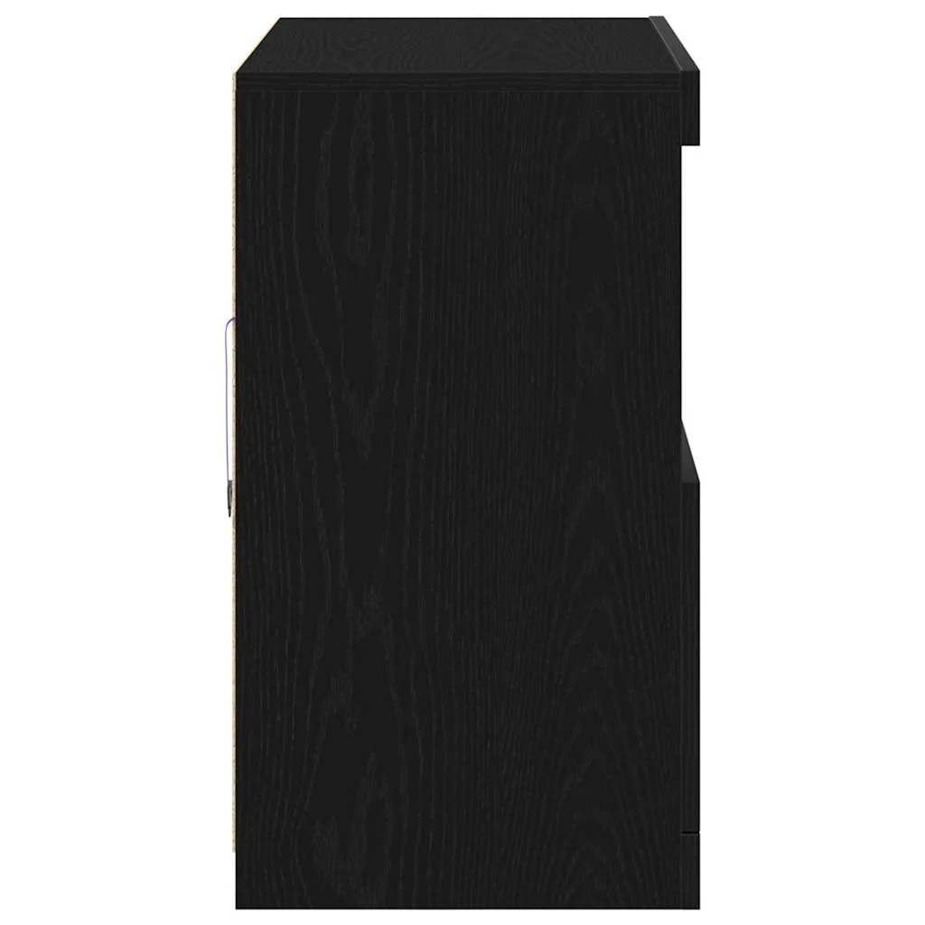 LED tálaló LED -es lámpákkal Fekete 81 x 37 x 66,5 cm Faanyag