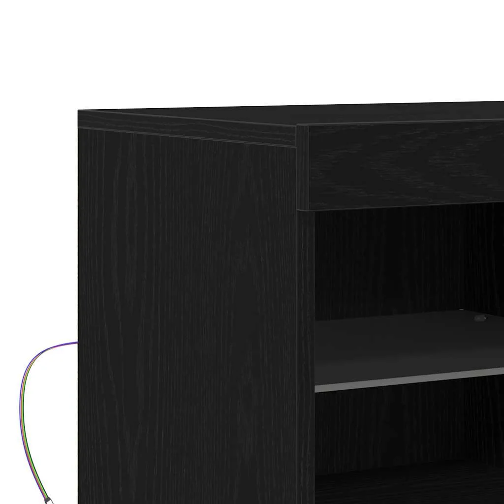 LED tálaló LED -es lámpákkal Fekete 81 x 37 x 66,5 cm Faanyag