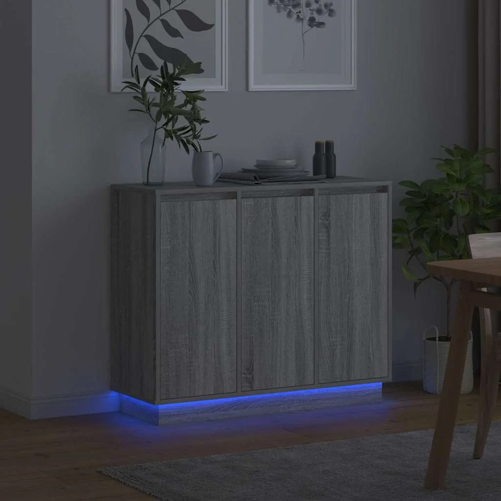 LED tálaló Szürke Sonoma 90 x 32 x 75 cm Faanyag