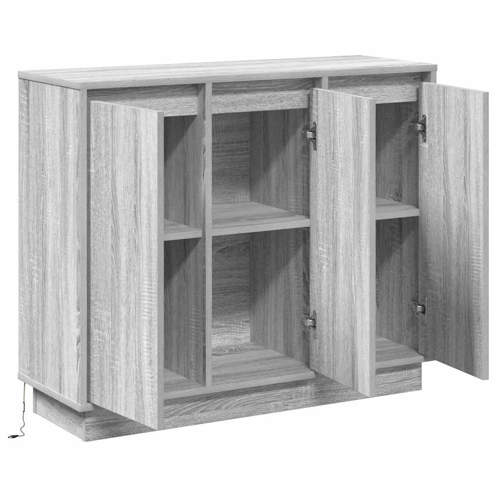 LED tálaló Szürke Sonoma 90 x 32 x 75 cm Faanyag