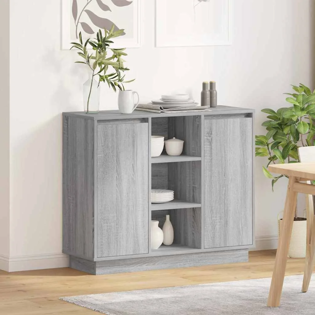 LED tálaló Szürke Sonoma 90 x 32 x 75 cm Faanyag