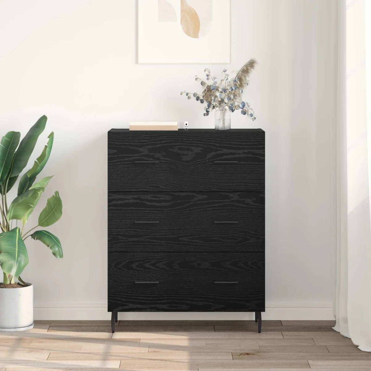Széf fiókkal Fekete tölgy 69,5 x 34 x 90 cm Műszaki fa és vas