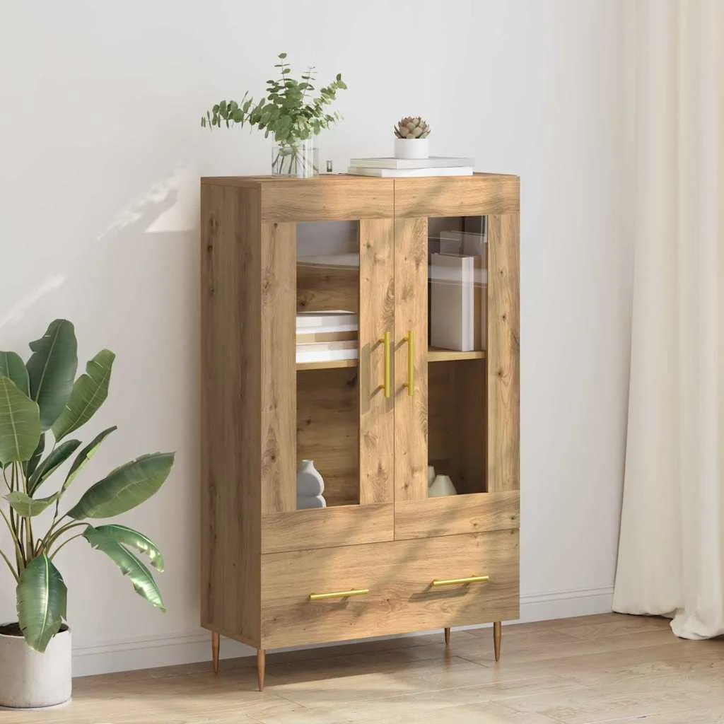 Magasfiú Artisan tölgy 69,5 x 31 x 115 cm Műanyag Fa és Üveg