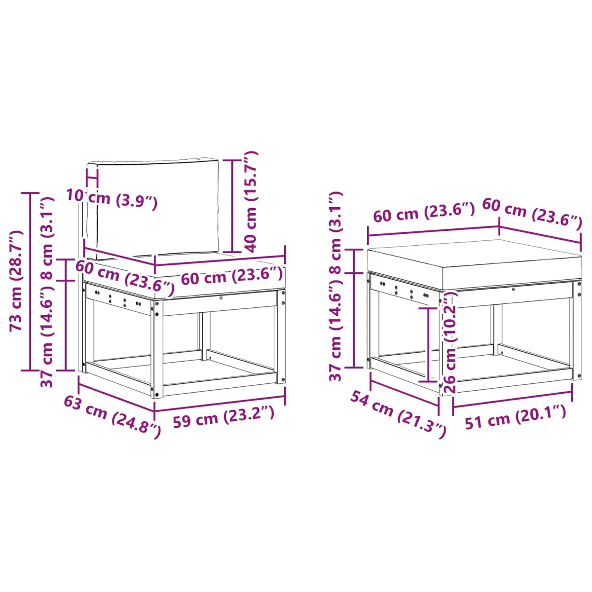 Kültéri kanapé szett párnával 4 pcs Természetes és bézs