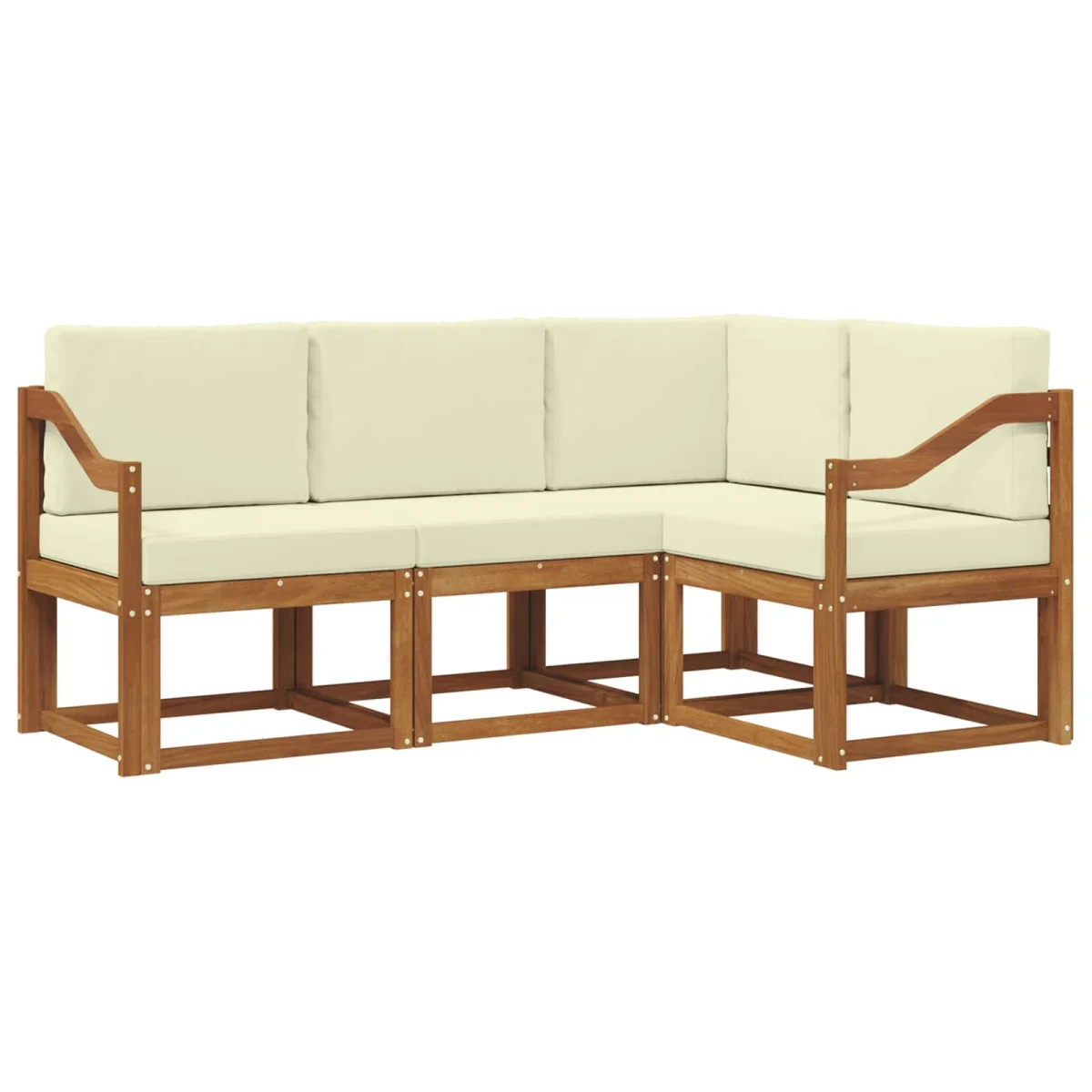 Kültéri kanapé szett párnával 4 pcs Természetes és krémszínű