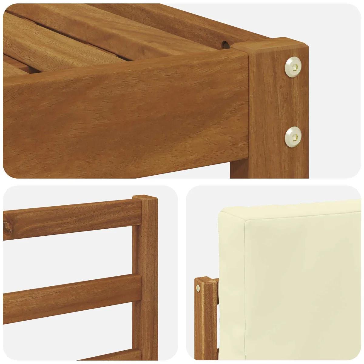 Kanapé Szett 8 pcs Természetes és krémszínű Tömör Akácfa