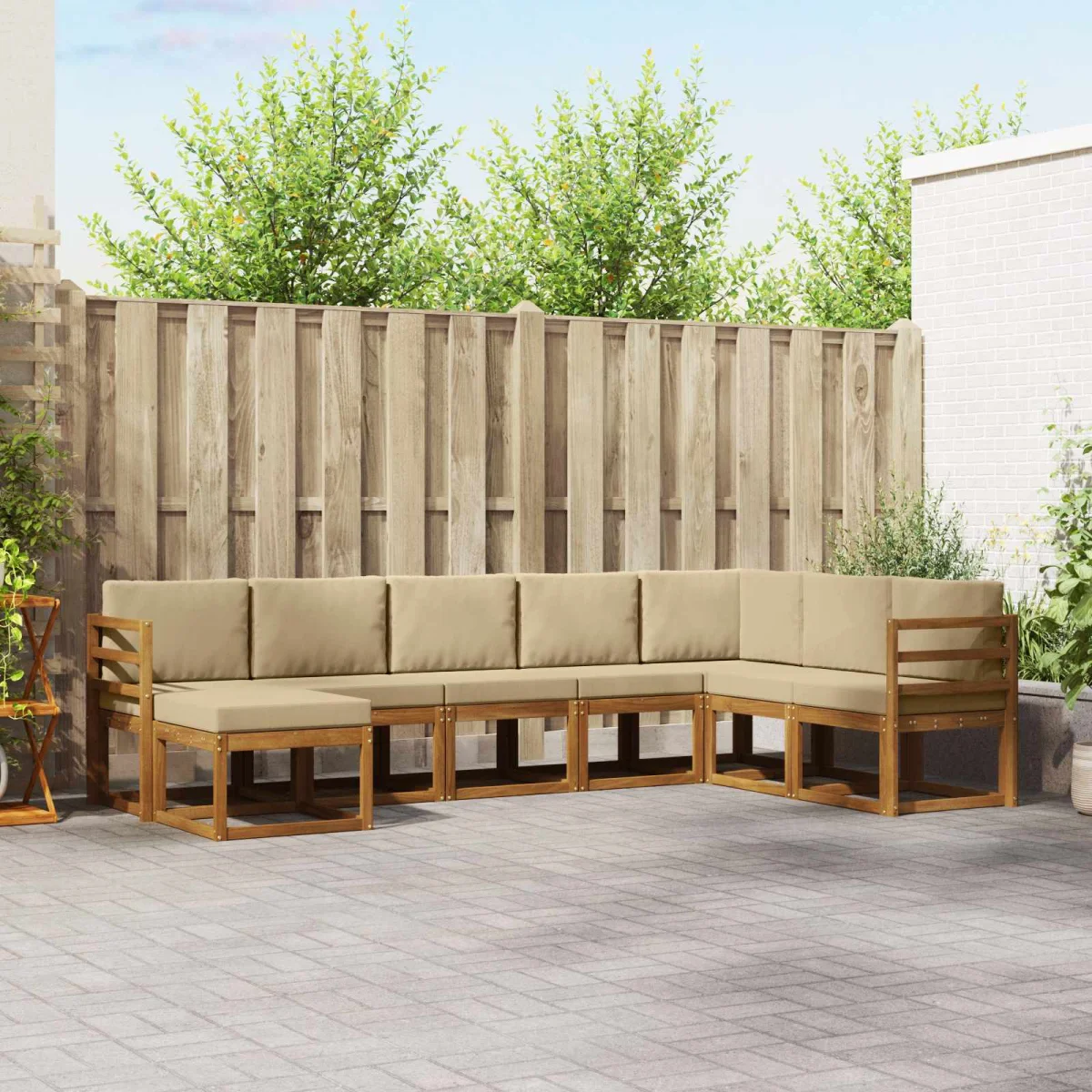 Kanapé Szett párnával 8 pcs Természetes és bézs