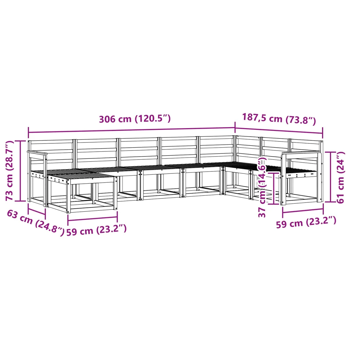Kültéri kanapé szett 8 pcs Természetes Tömör Akácfa
