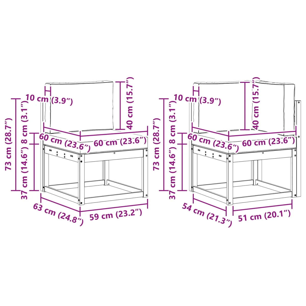 Kanapé Szett párnával 6 pcs Természetes és bézs