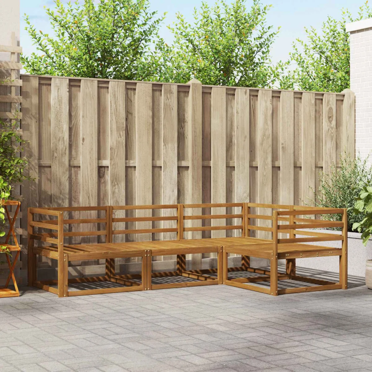 Kültéri kanapé szett 4 pcs Természetes Tömör Akácfa