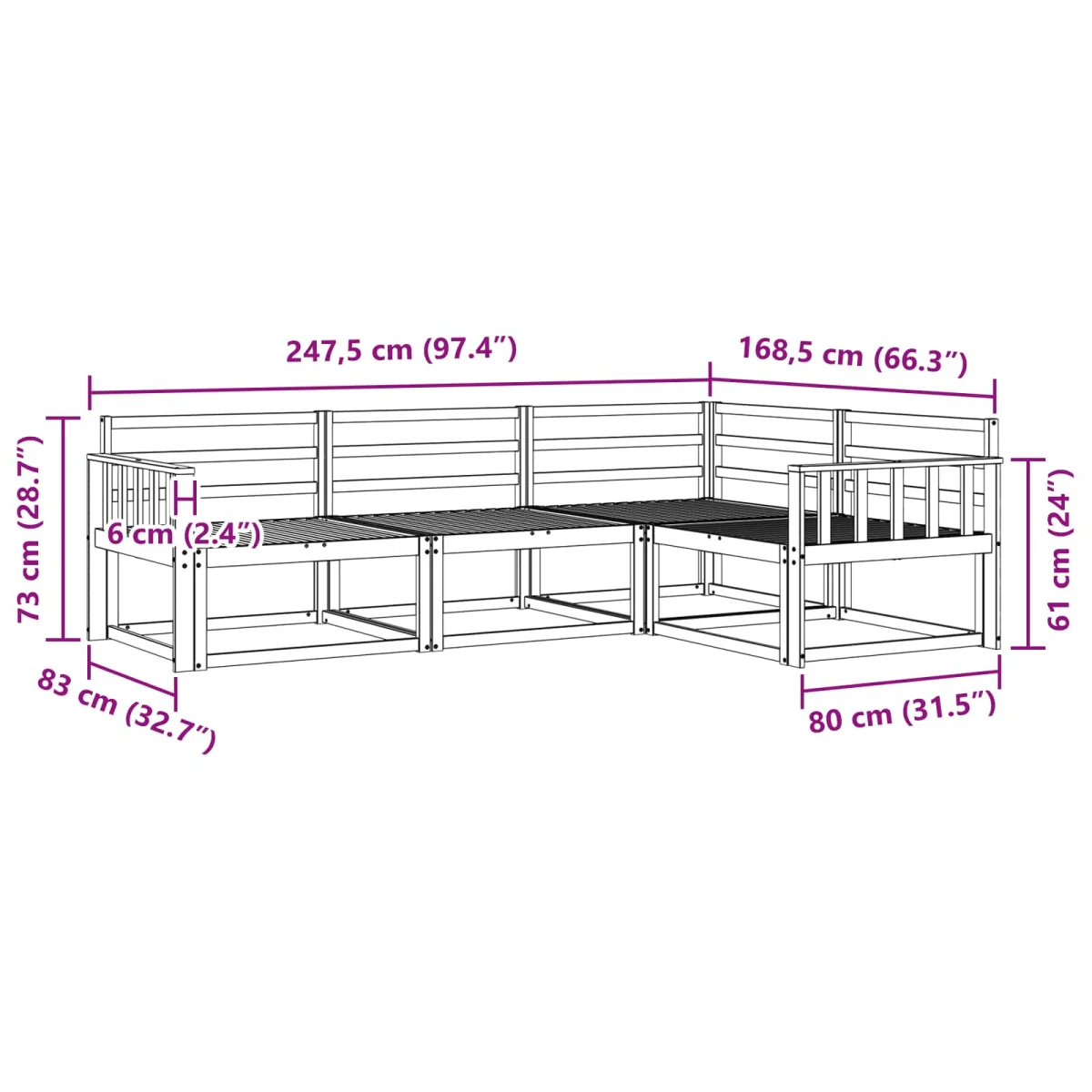 Kültéri kanapé szett 4 pcs Természetes Tömör Akácfa