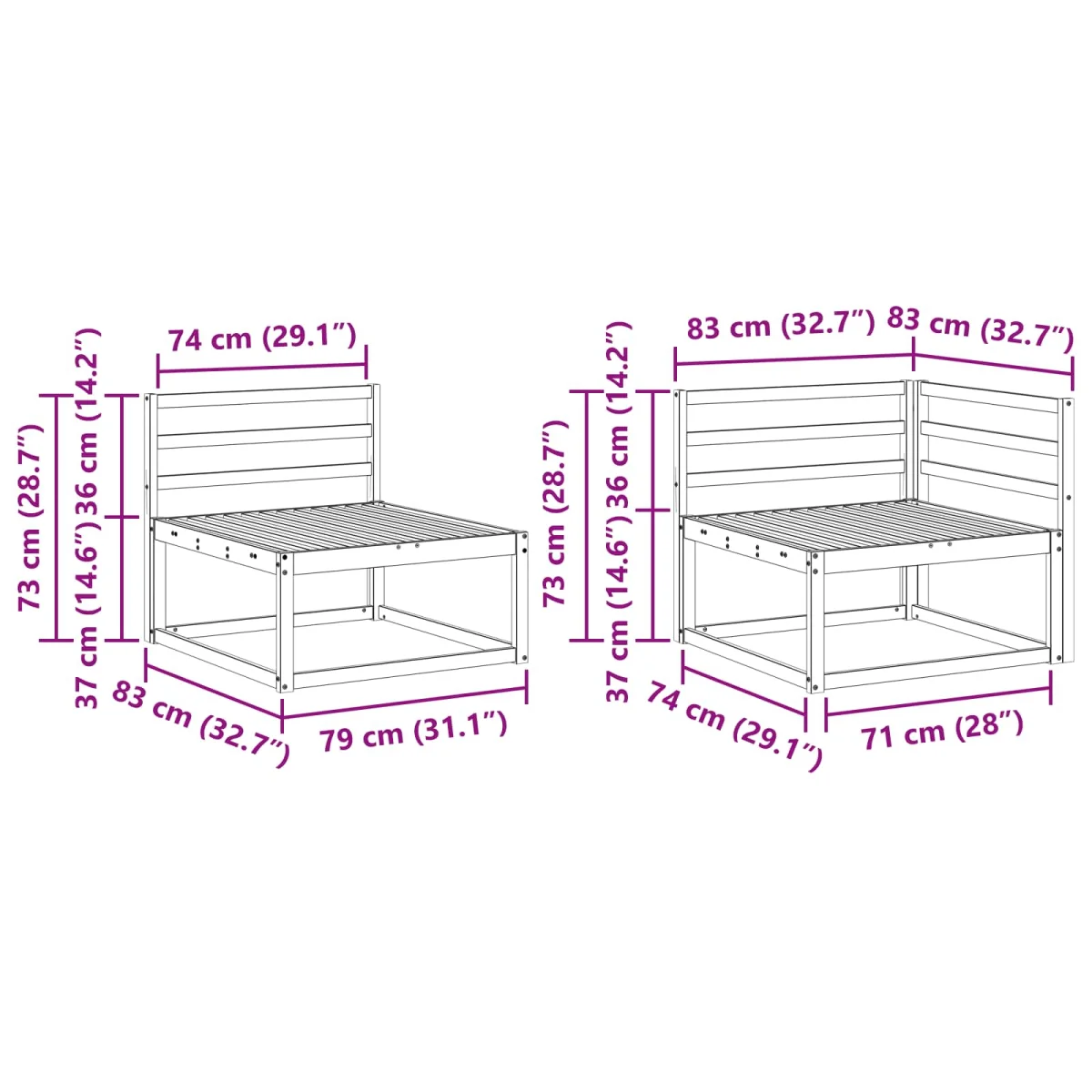 Kültéri kanapé szett 4 pcs Természetes Tömör Akácfa