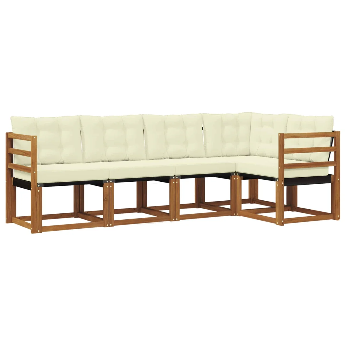 Kültéri kanapé szett párnával 5 pcs Természetes és krémszínű