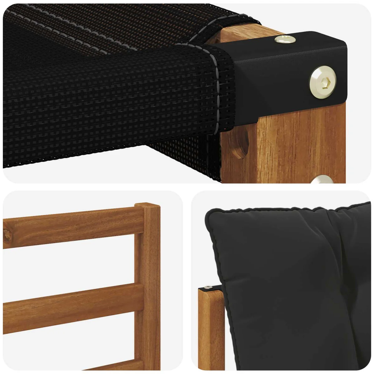 Kültéri kanapé szett párnával 5 pcs Természetes és fekete