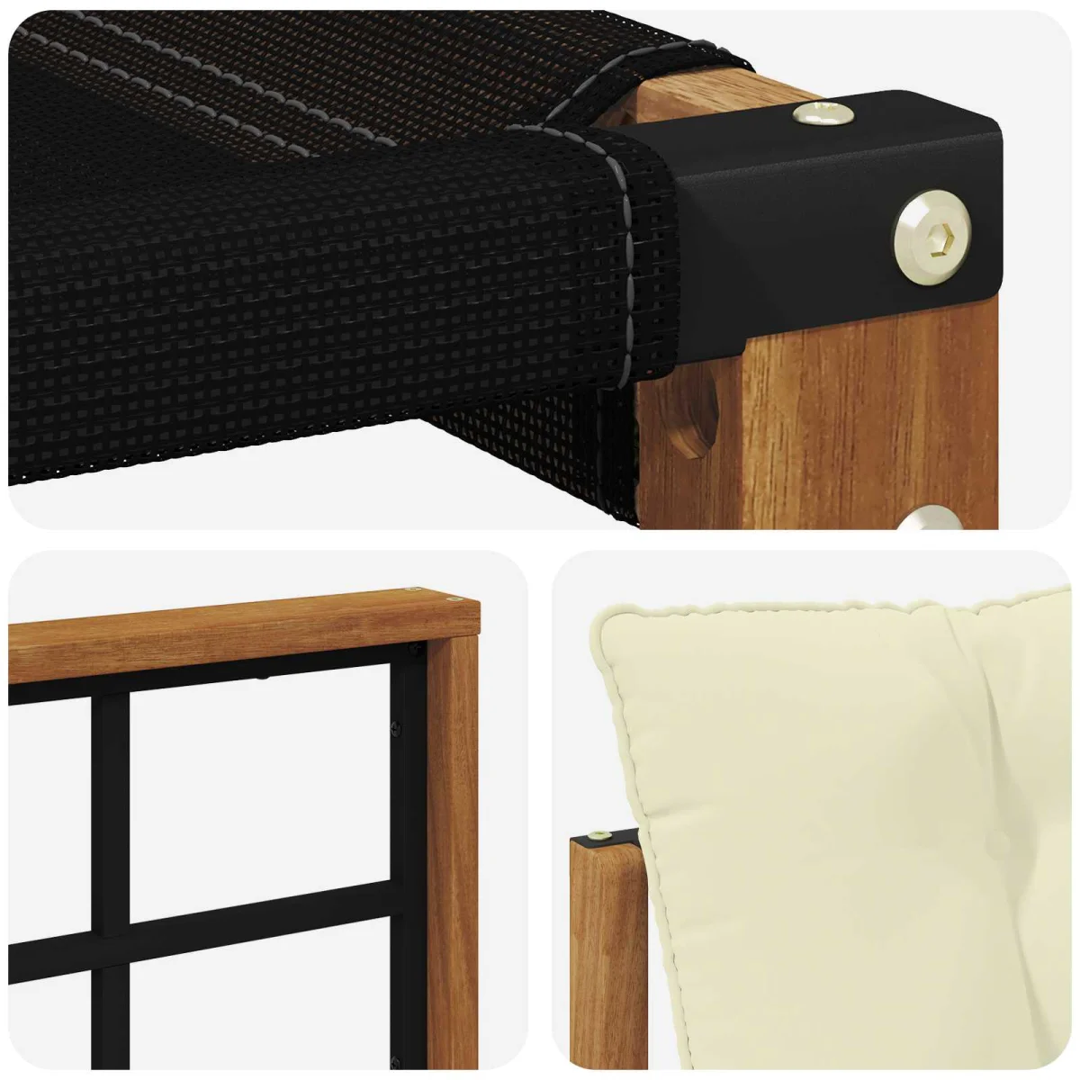 Kültéri kanapé szett párnával 5 pcs Természetes és krémszínű