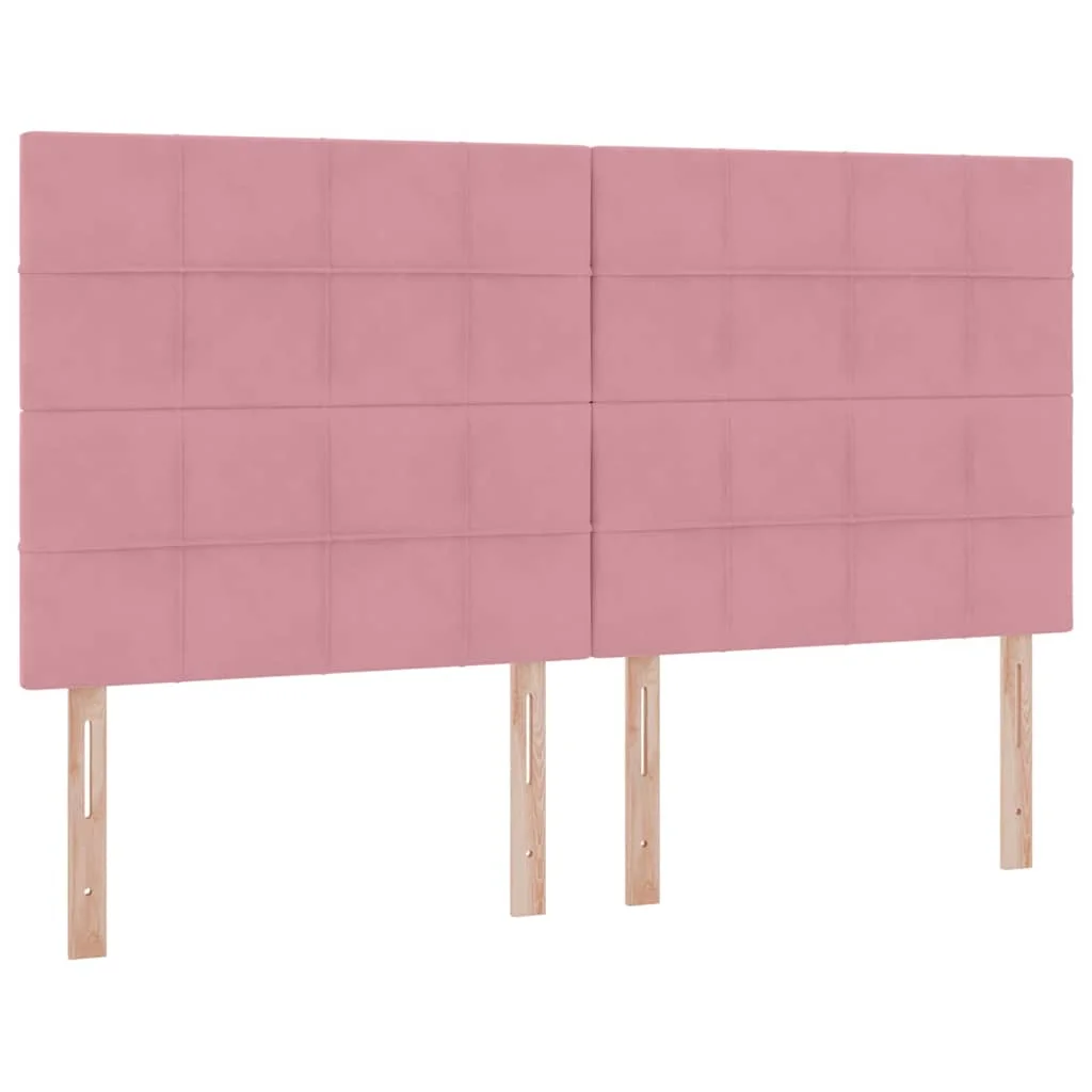 Ágy LED szalagokkal fejtámlával Rózsaszín 180 x 200 cm Bársony