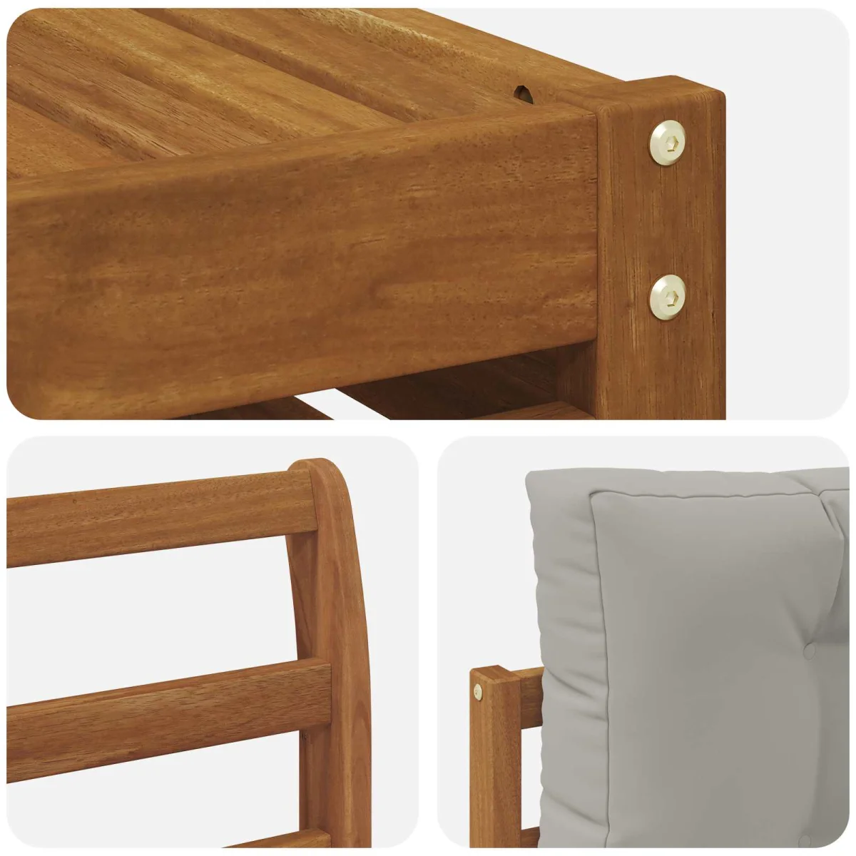 Kültéri kanapé szett 6 pcs Természetes és Világosszürke