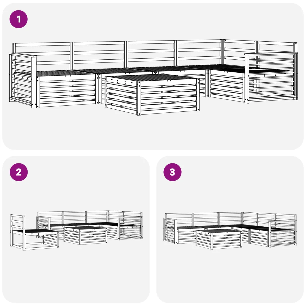 Kültéri kanapé szett 6 pcs Természetes Tömör Akácfa