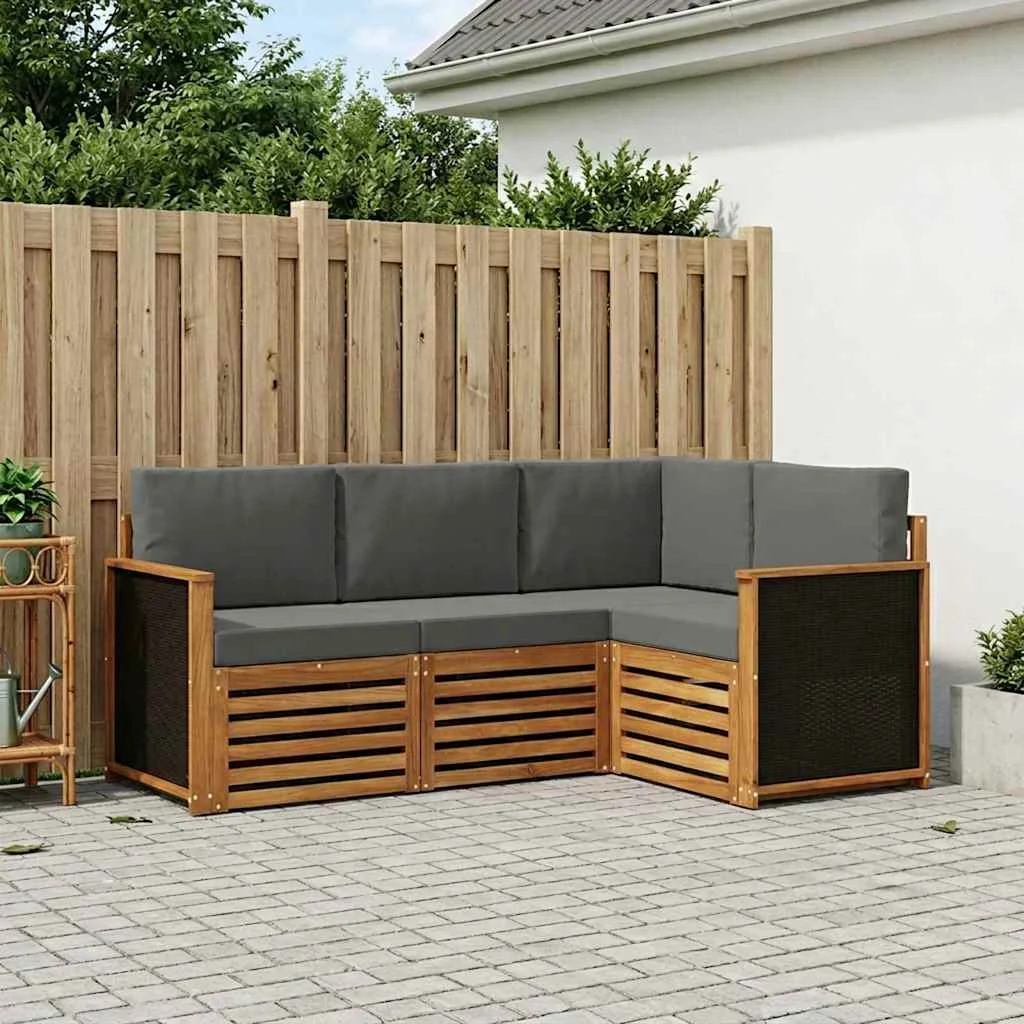 Ülőgarnitúrák párnával 4 pcs Tömör Akácfa