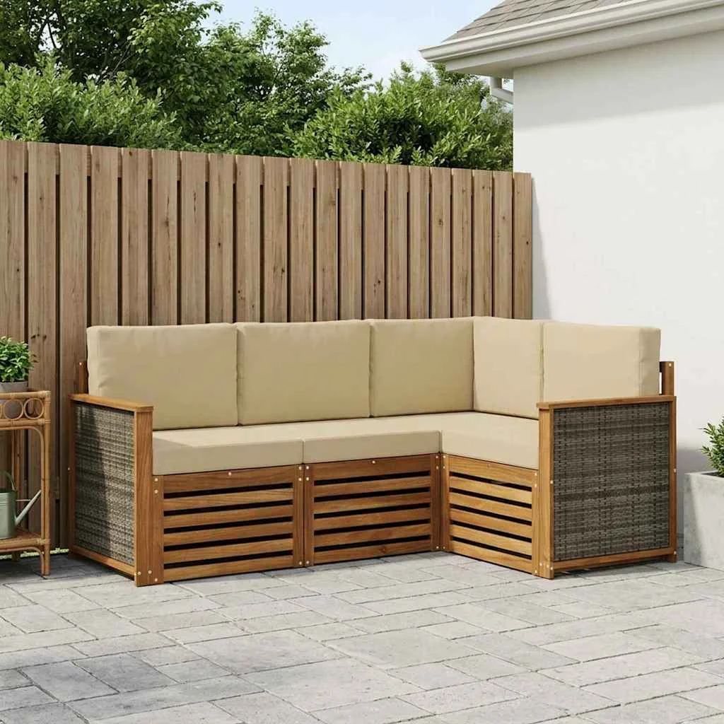 Ülőgarnitúrák párnával 4 pcs Tömör Akácfa