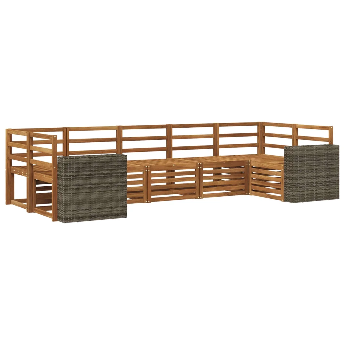 Szegmentált kanapé szett 7 pcs Természetes Tömör Akácfa