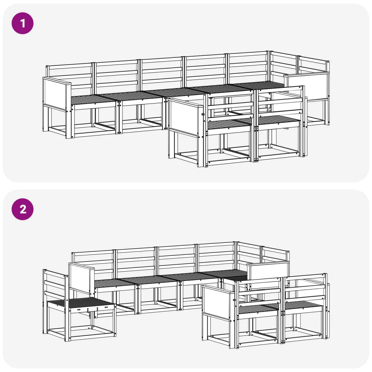 Kültéri kanapé szett 8 pcs Természetes Tömör Akácfa