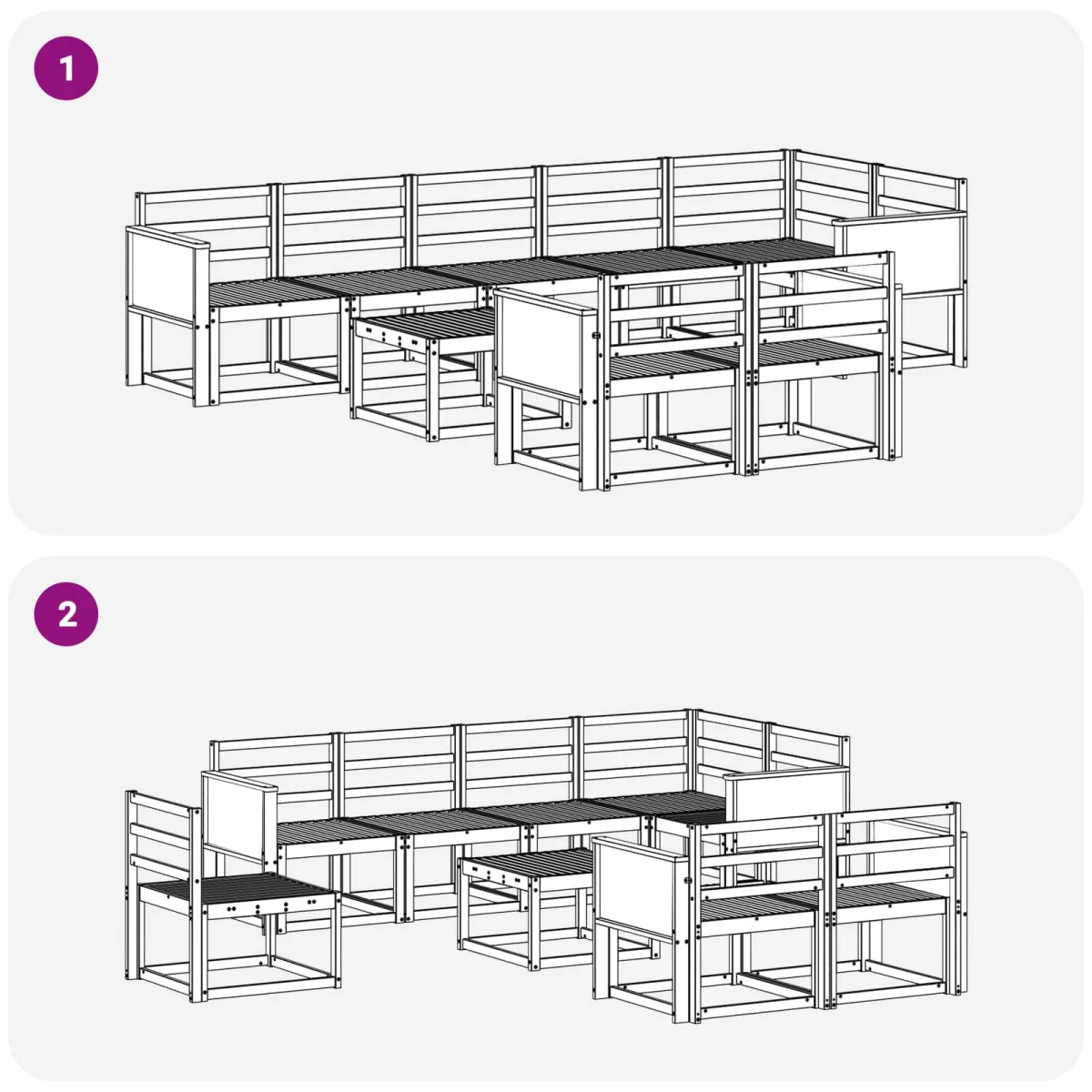 Kültéri kanapé szett 9 pcs Természetes Tömör Akácfa