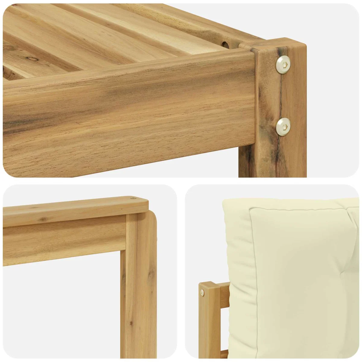 Kültéri kanapé szett 6 pcs Fehér és Krém színű 79 x 79 x 37 cm