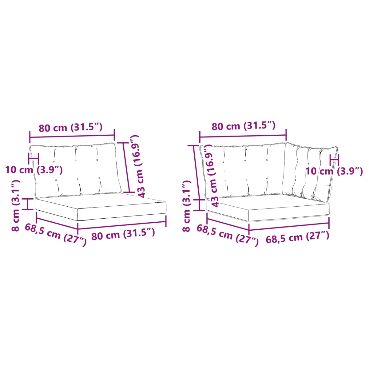 Kültéri kanapé szett párnával 6 pcs Fehér és Bézs