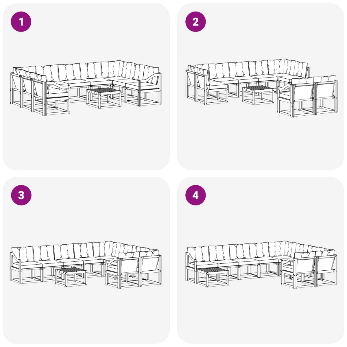 Kültéri kanapé szett párnával 10 pcs Fehér és Fekete